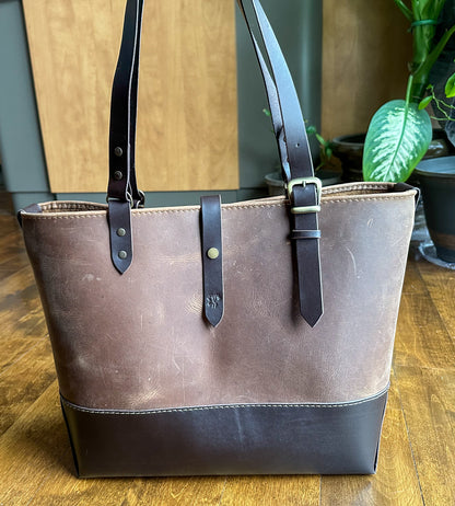 Leather Tote Bag - Brown