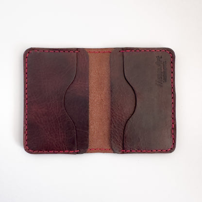 Leather 6 Cards Wallet - Dark Brown