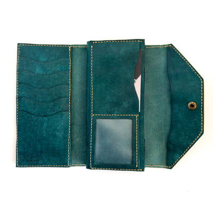 Leather Long Wallet - Blue