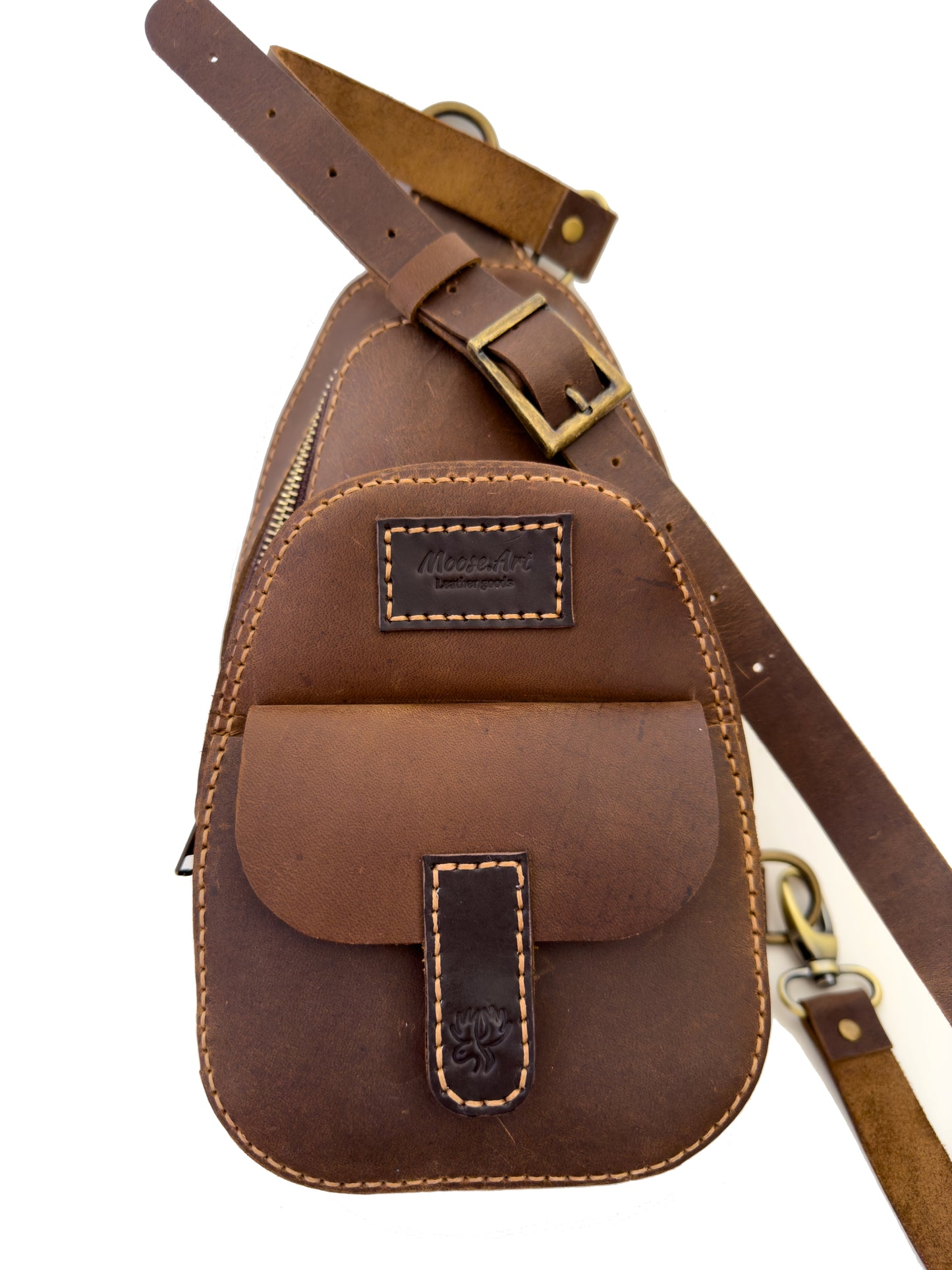 Leather Sling Bag - Brown