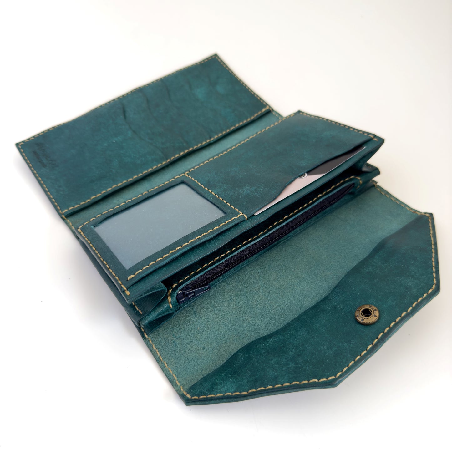 Leather Long Wallet - Blue