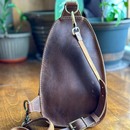 Leather Sling Bag - Brown